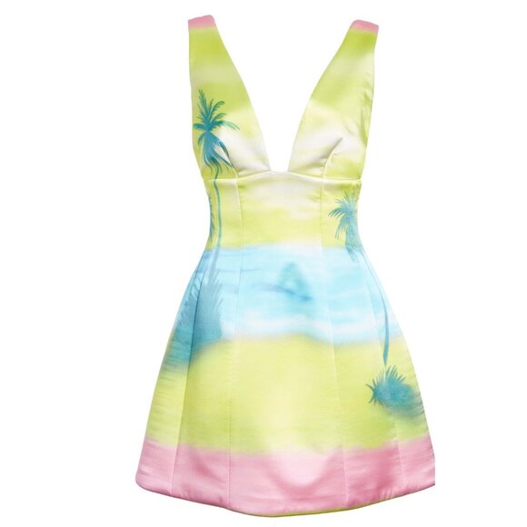 Brandon Maxwell Printed Silk Satin Mini-Dress - Picture 6 of 13